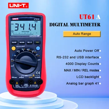 Цифровой мультиметр UNI-T UT61A, Высоконадежный Профессиональный Электрический ручной Тестер, Мультитестер подсветки компакт-дисков и хранения данных
