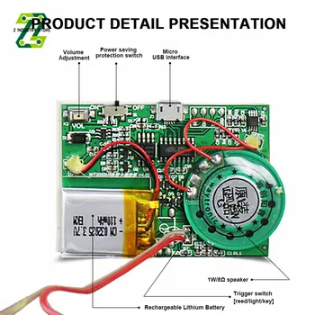 Кнопочное управление, Записываемый в формате MP3 Звуковой модуль печатной платы, звуковой модуль USB для поздравительных открыток
