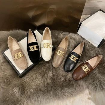 Женская обувь Love Shoes 2023, Новинка, маленькие кожаные туфли в стиле ретро, весна, осень и лето, французские туфли на плоской подошве