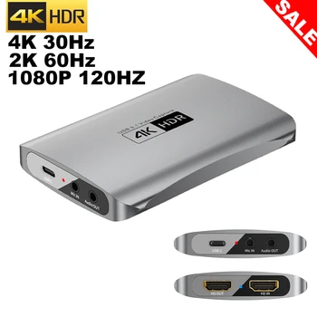 Запись на карту Видеозахвата 4K 30FPS 2K 60FPS 1080P 120FPS С HDMI На USB C Потоковая Передача Для PS4 5 Nintendo Switch Коробка Видеомагнитофона
