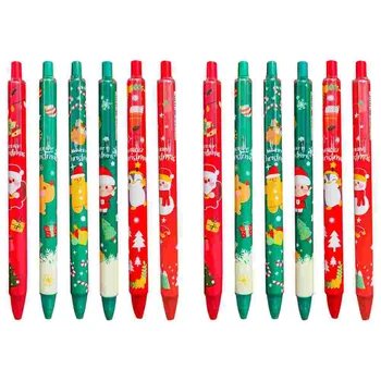 12 Шт., детские стационарные гелевые ручки, Рождественский студенческий очаровательный Дизайн, креативный мультяшный Пластик