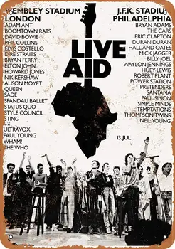 Жестяная вывеска Isaric 1985 Live Aid London Philadelphia - винтажная металлическая вывеска 8 x 12 дюймов