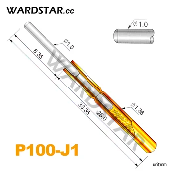 100шт P100-J1 Диаметром 1,0 мм Пружинные тестовые зонды Pogo Pin Длиной 33,35 мм (вес пружины хода: 180 г) Оптом