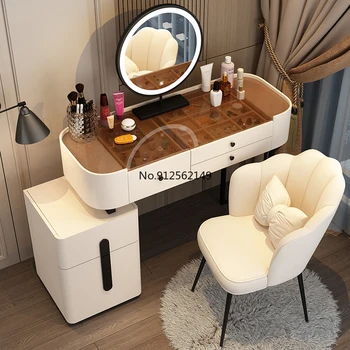 Туалетный столик с зеркалом Столик для макияжа со шкафом для хранения Деревянный комод Туалетный столик Мебель для спальни Комоды