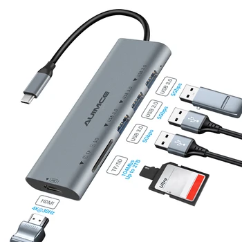 USB C КОНЦЕНТРАТОР 6-в-1 Type C Док-станция с USB 3,0 4K 30HZ HDMI SD/TF Разъем USB C Type C Для Macbook Air Pro M1 M2 USB C концентратор