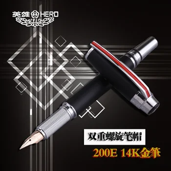 Высококачественная золотая ручка Hero 200E с пером 14K, бизнес-подарок, офисный подарок, авторучка для подписи