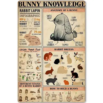 Знание кролика, металлическая жестяная табличка, Анатомия кролика, схема строгания, плакат, доска для школьного образования, бар, кафе, клуб, домашняя кухня