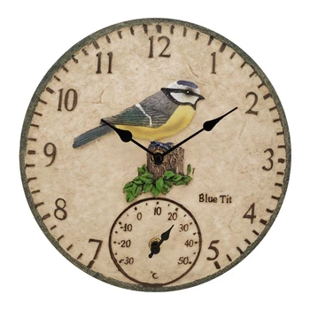 12-Дюймовые уличные часы с термометром, водонепроницаемые настенные часы, настенный термометр, часы для внутреннего дворика, сада во дворе