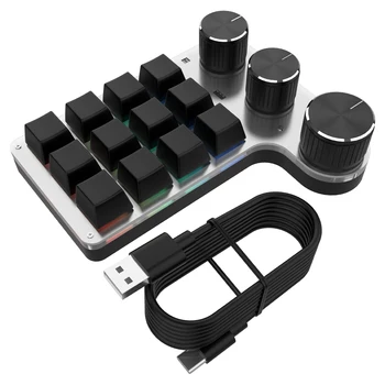12-клавишная Проводная, совместимая с Bluetooth, программируемая Пользовательская клавиатура, сочетание клавиш, Копирование, Липкая, Одна клавиша, модуляция громкости