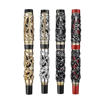 Шариковая ручка Jinhao Luxury Rollerball для Письма Дракон и Феникс с Кончиком 0,7 мм, Тяжелый Подарок, Деловые Канцелярские принадлежности
