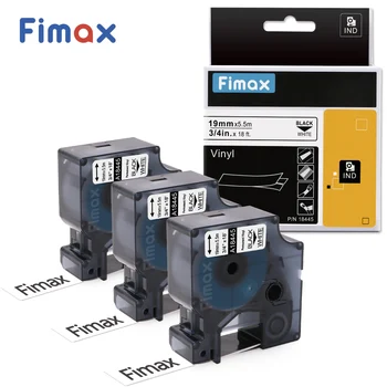 Fimax 3 шт 18444 Совместимая виниловая этикетка DYMO Rhino IND 18445 Черного цвета на белом 12 мм для для Dymo Rhino 5200,4200,5000,6000,1000