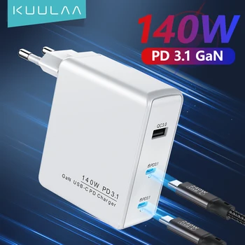 KUULAA 140 Вт GaN Зарядное Устройство USB Type C PD 3,1 Быстрая Зарядка Для Планшета Macbook Быстрая Зарядка 4,0 3,0 Зарядное Устройство Для телефона iPhone 15 14 13