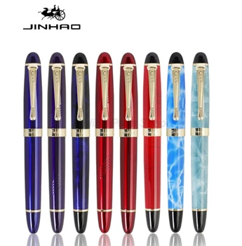 Jinhao X450 Металлический бочонок с золотой отделкой 18 кг, Перьевая ручка со средним пером 0,5 мм, Профессиональные канцелярские принадлежности для письма