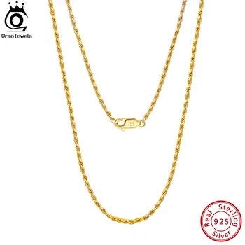 ORSA JEWELS 18-каратное золото поверх Аутентичного Стерлингового Серебра 925 пробы 1,7 мм с Бриллиантовой Огранкой, Веревочное Ожерелье-Цепочка для Мужчины И Женщины, Твист-Цепочка SC29