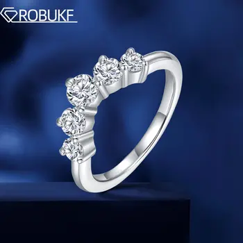 Обручальное кольцо из Муассанита, кольцо из стерлингового серебра 925 Пробы, 18-каратное белое золото, 2-каратные D-цветные Обручальные кольца Для женщин, Изысканные ювелирные изделия