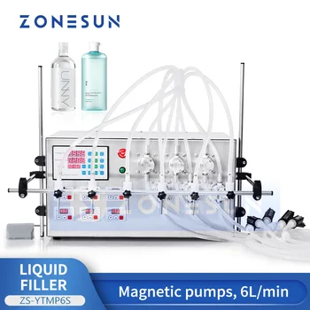 ZONESUN Полуавтоматическая Машина для розлива жидкостей с магнитным насосом, оборудование для упаковки напитков, соков, бутылок с водой, ZS-MP5000