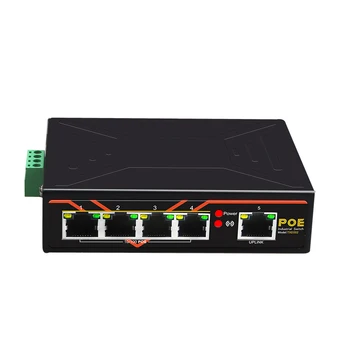5 Портов POE коммутатор 10/100 Мбит/с промышленного класса Fast Ethernet Коммутатор типа DIN Rail Сетевой коммутатор