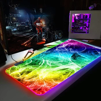 Крутой абстрактный дизайн, Пользовательский RGB Игровой Большой коврик для мыши, Геймерский светодиодный Компьютерный коврик для мыши с подсветкой, Ковер для клавиатуры, настольный коврик