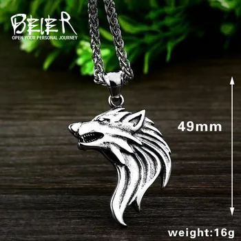 BEIER новый магазин новый викинг волчья голова ожерелье кулон тотем личность животное мужская подвеска Модные ювелирные изделия подарок LLBP8-409P