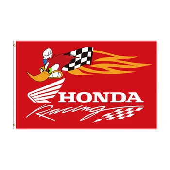 Флаг мотоцикла Honda Racing Woody Woodpecker размером 3x5 футов для декора