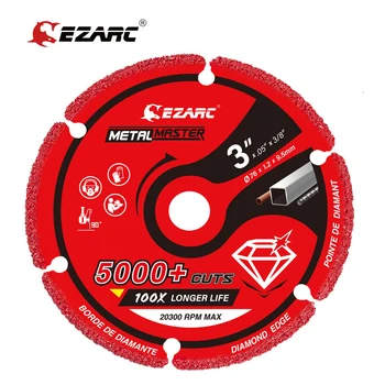 Алмазный отрезной круг EZARC 76 мм x 9,5 мм по металлу, Отрезной круг с более чем 5000 надрезами на арматуре, стали, чугуне и INOX