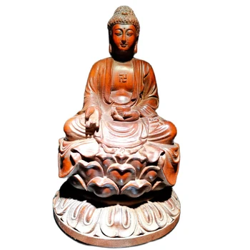 деревянная индийская статуя Будды резьба по дереву винтажная статуя Бога удачи для медитации Шакьямуни Татхагаты Амитабхи