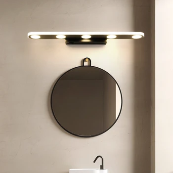 Медное зеркало в ванной, Передняя лампа, Светодиодная ванная Комната, Современный минималистичный настенный светильник в скандинавском стиле, Туалетный столик, Зеркало в ванной, Лампа