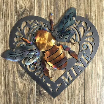 Садовая пчела в форме сердца, орнамент для украшения дома, Кованое Железное сердце, Нижняя Пчела, Декор для стен, Садовое ремесло, подарок