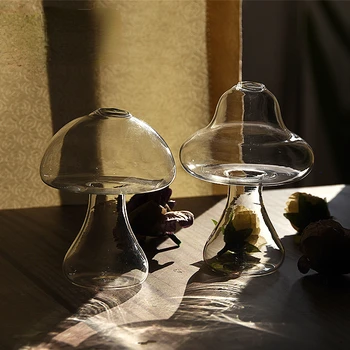 Стеклянная ваза в форме гриба, Гидропонная Ваза для растений, Креативные стеклянные Поделки, Декор Для дома, гостиной, Стеклянная ваза для растений, Цветок