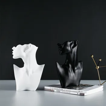 Скандинавская креативная современная черно-белая голова человека, небольшие скульптурные украшения, статуя для медитации из смолы, аксессуары для дома