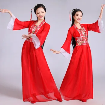 Ханфу Традиционное китайское платье из трех предметов в Стиле Ретро Без пряжки, Плиссированное Этническое Ханфу