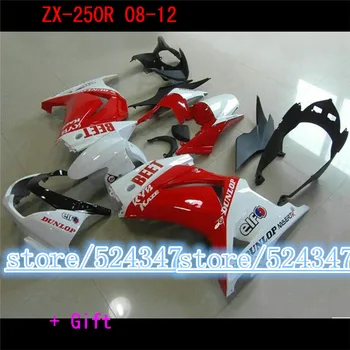 Бесплатный персонализированный комплект carenado для Kawasaki Ninja 250R EX250 2008-2012 ABS rojo blanco remolacha juego de 08-12 ZX250R