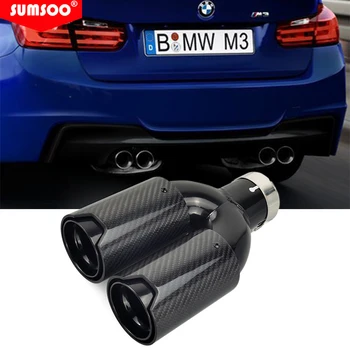 Оригинальные наконечники для глушителя sumsoo outlet 80 с двойным выходом, универсальные наконечники для выхлопных труб из углеродного волокна M Performance для BMW Series