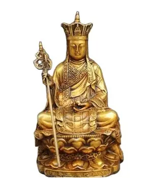 20 СМ Тибетский буддизм Fane Joss Бронзовая Позолоченная Статуя Будды Бодхисаттвы Дзидзо Кшитигарбха