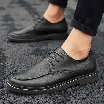 Кожаная обувь, мужская деловая повседневная мужская обувь, осенне-зимняя дышащая обувь для папы среднего и старшего возраста