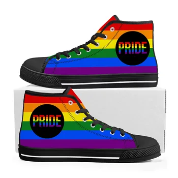ЛГБТ ocmogic Pride, радужные Кроссовки с высоким берцем, Мужские, Женские, Подростковые Парусиновые Кроссовки, Повседневная обувь на заказ, Индивидуальная обувь
