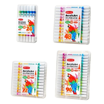 Акриловые ручки для рисования Кончик кисти с разноцветным Маркером для рисования на различных поверхностях DIY Craft 12/24/36/48 шт.