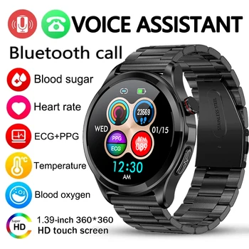Умные часы с поддержкой здоровой температуры тела, мужские Bluetooth-звонки, 360 * 360 HD Экран, Спортивные Умные часы с сердечным ритмом, уровнем сахара в крови Для Android