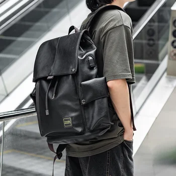 Дюймовый Водонепроницаемый Деловой рюкзак для ноутбука 15,6 дюймов, противоугонные рюкзаки из искусственной кожи, мужские повседневные рюкзаки Mochila, мужская сумка