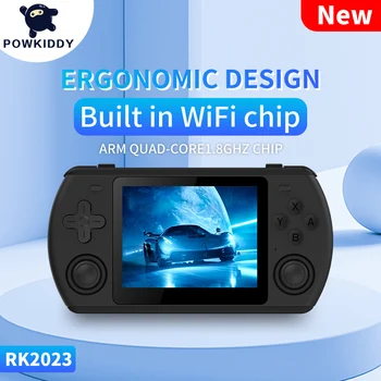 POWKIDDY RK2023 Чистая Черная версия WiFi Игровой консоли с 3,5-дюймовым IPS Экраном RK3566 Поддерживает подключение к телевизору Лучший подарок для детей