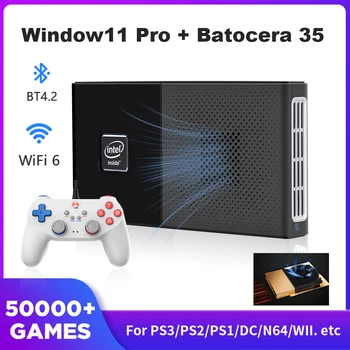 Портативная игровая консоль Intel N6000 Batocera 35 PC, встроенная в 50000 Игр Windows11PRO, Ретро Игровая консоль для PS3/PS2/WiiU