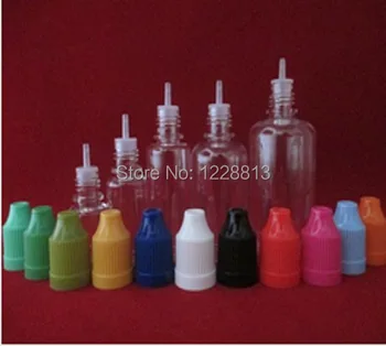 50 шт./лот, пустые прозрачные бутылочки для игл для жидкости из ПЭТ 10 мл, пластиковые бутылочки-капельницы с защитной от детей крышкой с длинным тонким наконечником