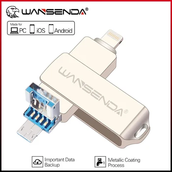 WANSENDA USB 3,0 Флэш-накопитель OTG Флеш-накопитель 128 ГБ 64 ГБ 32 ГБ 16 ГБ USB Memory Stick Флэш-диск для iPhone/iPad/Android/ПК