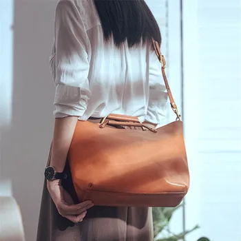 Модная дизайнерская женская сумка-мессенджер из натуральной кожи с металлической ручкой большой емкости, простая уличная сумочка для ежедневных покупок