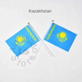 Флаг Казахстана 14*21 см, 10 предметов, размахивающий флагом, национальный флаг для встречи, парада, вечеринки.Подвешивание, украшение