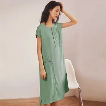 Fdfklak Модальная Новая весенне-летняя ночная рубашка Корейские простые женские ночные рубашки Большого размера, Дышащее платье для домашней одежды с коротким рукавом